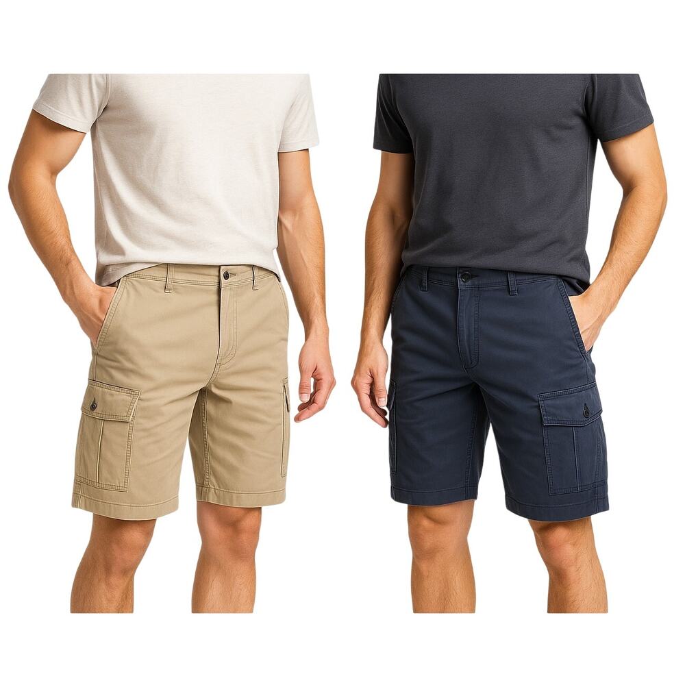Wear First Men’s Cargo Shorts Lot  Size 34  Khaki & Gray Cotton Blend